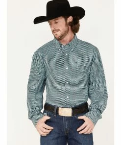 Rank 45 Men's Colt Geo Print Long Sleeve Button-Down Western Shirt  White