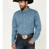 Rank 45 Men's Tie-Down Geo Print Button-Down Western Shirt  Blue