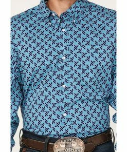 Rank 45 Men's Tie-Down Geo Print Button-Down Western Shirt Blue 9 Rank 45 Men's Tie-Down Geo Print Button-Down Western Shirt Blue -Rank 45 shop 2000374159 400 P3