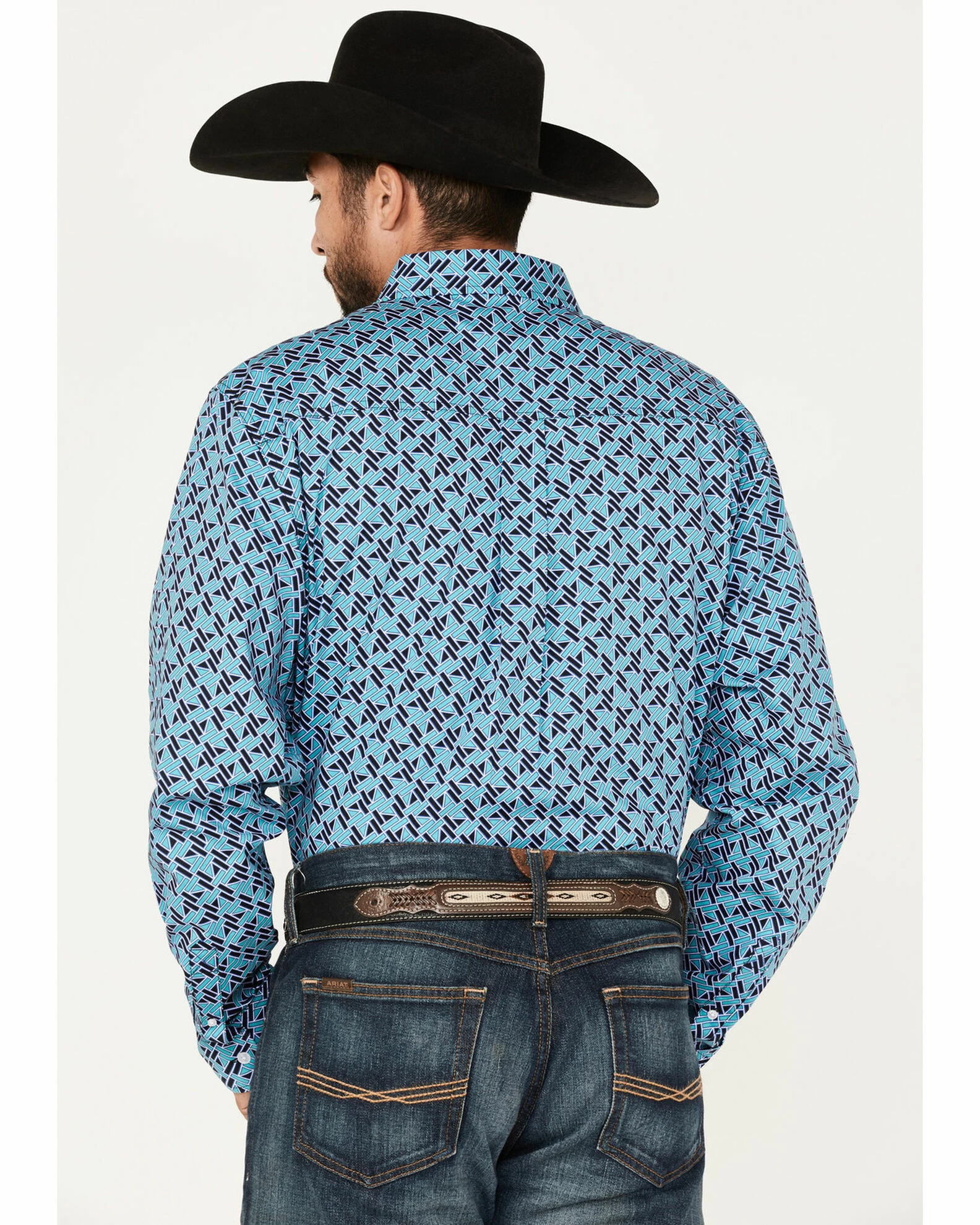 Rank 45 Men's Tie-Down Geo Print Button-Down Western Shirt Blue 6 Rank 45 Men's Tie-Down Geo Print Button-Down Western Shirt Blue - Image 4