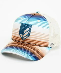 Rank 45 Women's Serape Stripe Embroidered Logo Mesh Back Ball Cap Turquoise