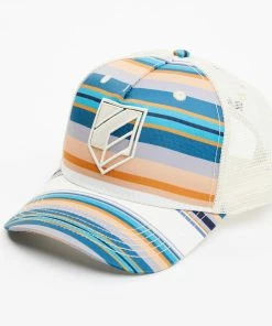 Rank 45 Women's Serape Stripe Embroidered Logo Mesh Back Trucker Cap