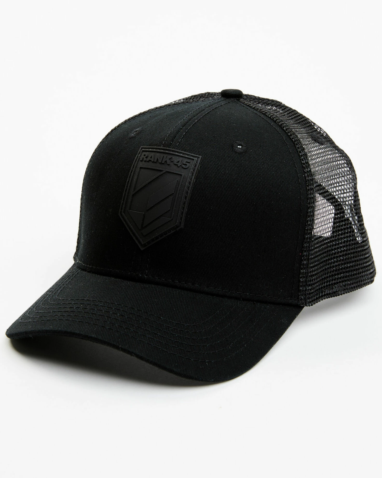 Rank 45 Men's Logo Patch Mesh Back Ball Cap Black 3 Rank 45 Men's Logo Patch Mesh Back Ball Cap Black