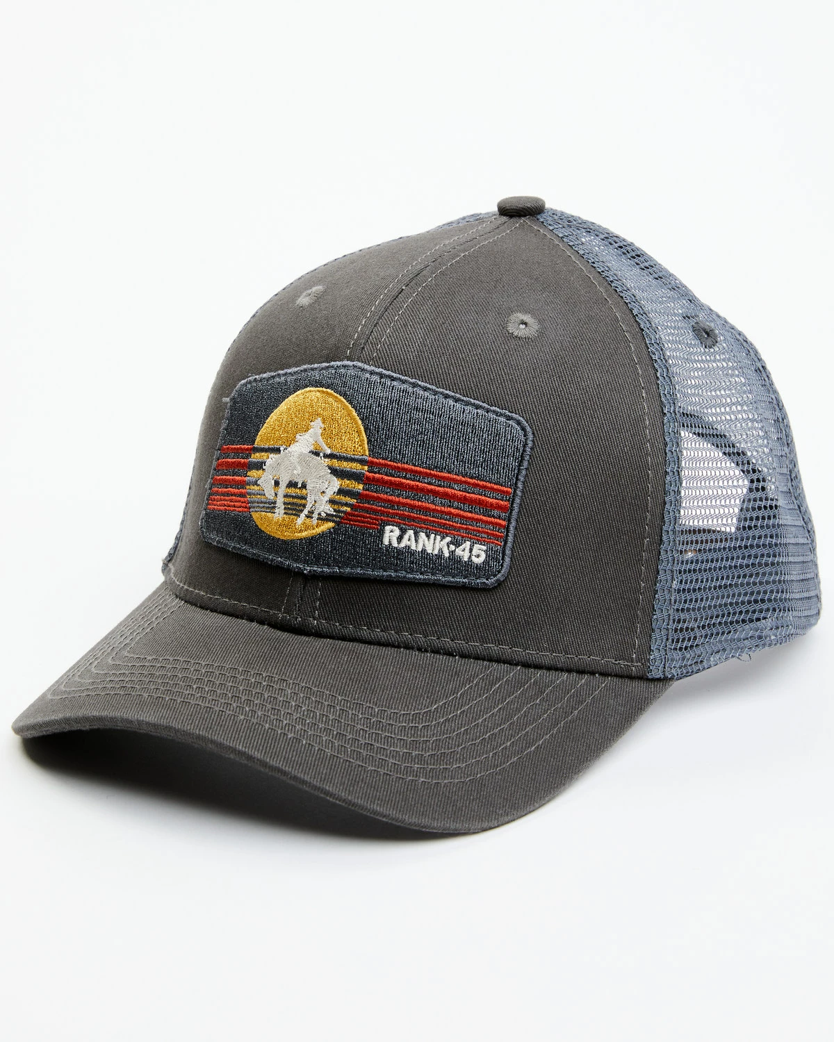 Rank 45 Men's Broncho Rider Embroidered Mesh Back Ball Cap Dark Grey 5 Rank 45 Men's Broncho Rider Embroidered Mesh Back Ball Cap Dark Grey - Image 4