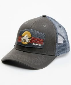 Rank 45 Men's Broncho Rider Embroidered Mesh Back Ball Cap Dark Grey
