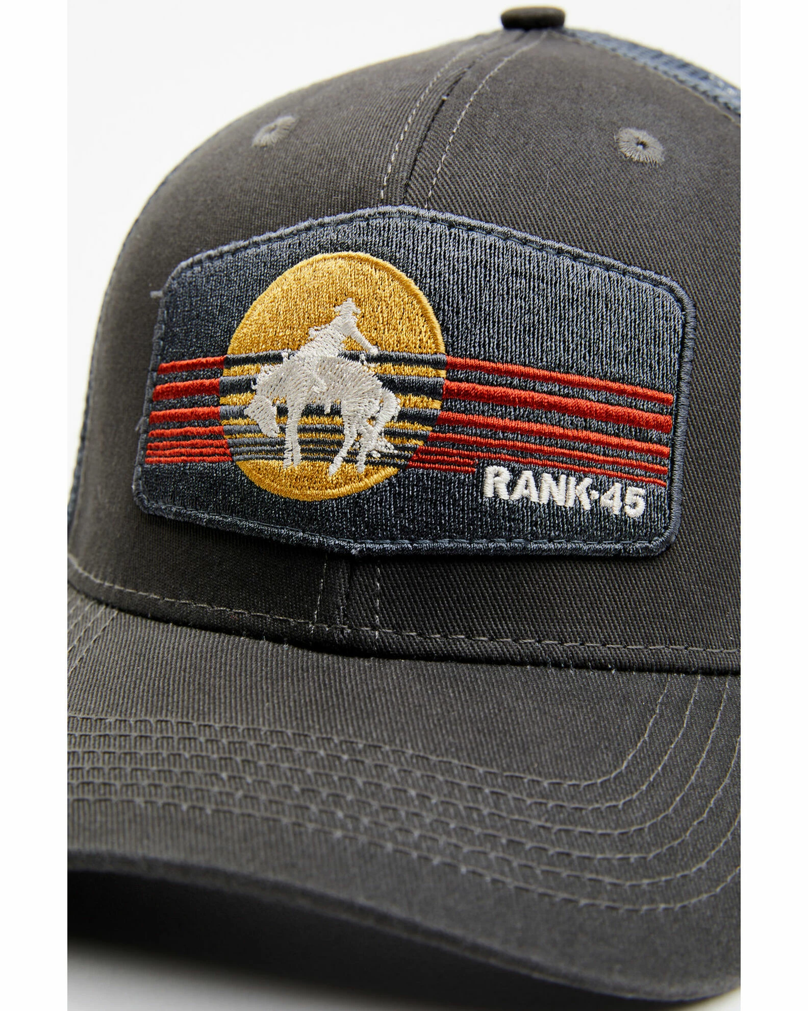 Rank 45 Men's Broncho Rider Embroidered Mesh Back Ball Cap Dark Grey 3 Rank 45 Men's Broncho Rider Embroidered Mesh Back Ball Cap Dark Grey - Image 2