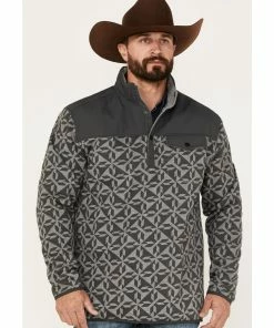 Rank 45 Men's All In 1/4 Snap Geo Print Fleece Pullover Sweatshirt Grey -Rank 45 shop 2000374697 020 P1 1