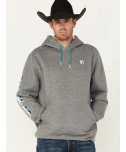 Rank 45 Men's Heathered Striped Logo Sleeve Hooded Sweatshirt 