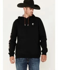 Rank 45 Men's Smoke On Striped Logo Sleeve Hooded Sweatshirt 