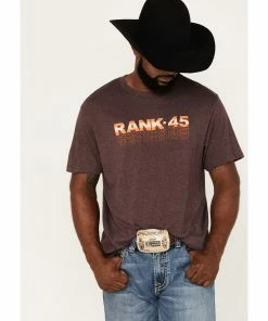 Rank 45 Men's Serape Shadow Logo Graphic T-Shirt Brick Red