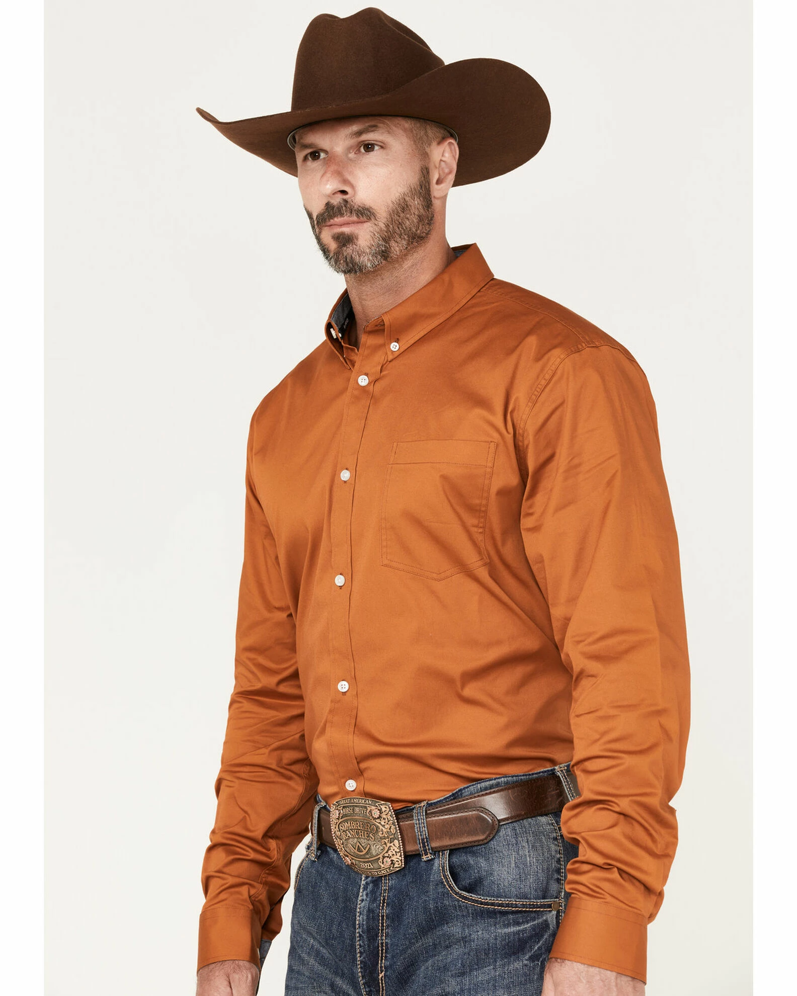 Rank 45 Men's Basic Twill Long Sleeve Button-Down Shirt Brown 4 Rank 45 Men's Basic Twill Long Sleeve Button-Down Shirt Brown - Image 2