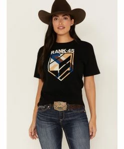 Rank 45 Women's Emblem Logo Graphic Tee Black