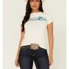 Rank 45 Women's Stripe Logo Graphic Tee Ivory