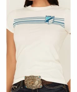 Rank 45 Women's Stripe Logo Graphic Tee Ivory -Rank 45 shop 2000374947 103 P3