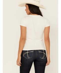 Rank 45 Women's Stripe Logo Graphic Tee Ivory -Rank 45 shop 2000374947 103 P4