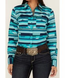 Rank 45 Women's Geo Stripe Print Long Sleeve Stretch Western Riding Shirt Ivory 10 Rank 45 Women's Geo Stripe Print Long Sleeve Stretch Western Riding Shirt Ivory -Rank 45 shop 2000374952 440 P3