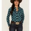 Rank 45 Women's Plaid Print Long Sleeve Stretch Riding Shirt Navy 1 Rank 45 Women's Plaid Print Long Sleeve Stretch Riding Shirt Navy -Rank 45 shop 2000374954 410 P1