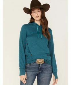 Rank 45 Women's Logo Fleece Hoodie Steel Blue