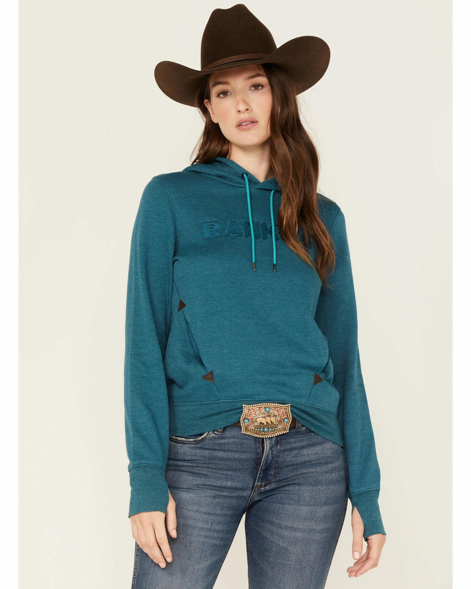 Rank 45 Women's Logo Fleece Hoodie Steel Blue 3 Rank 45 Women's Logo Fleece Hoodie Steel Blue