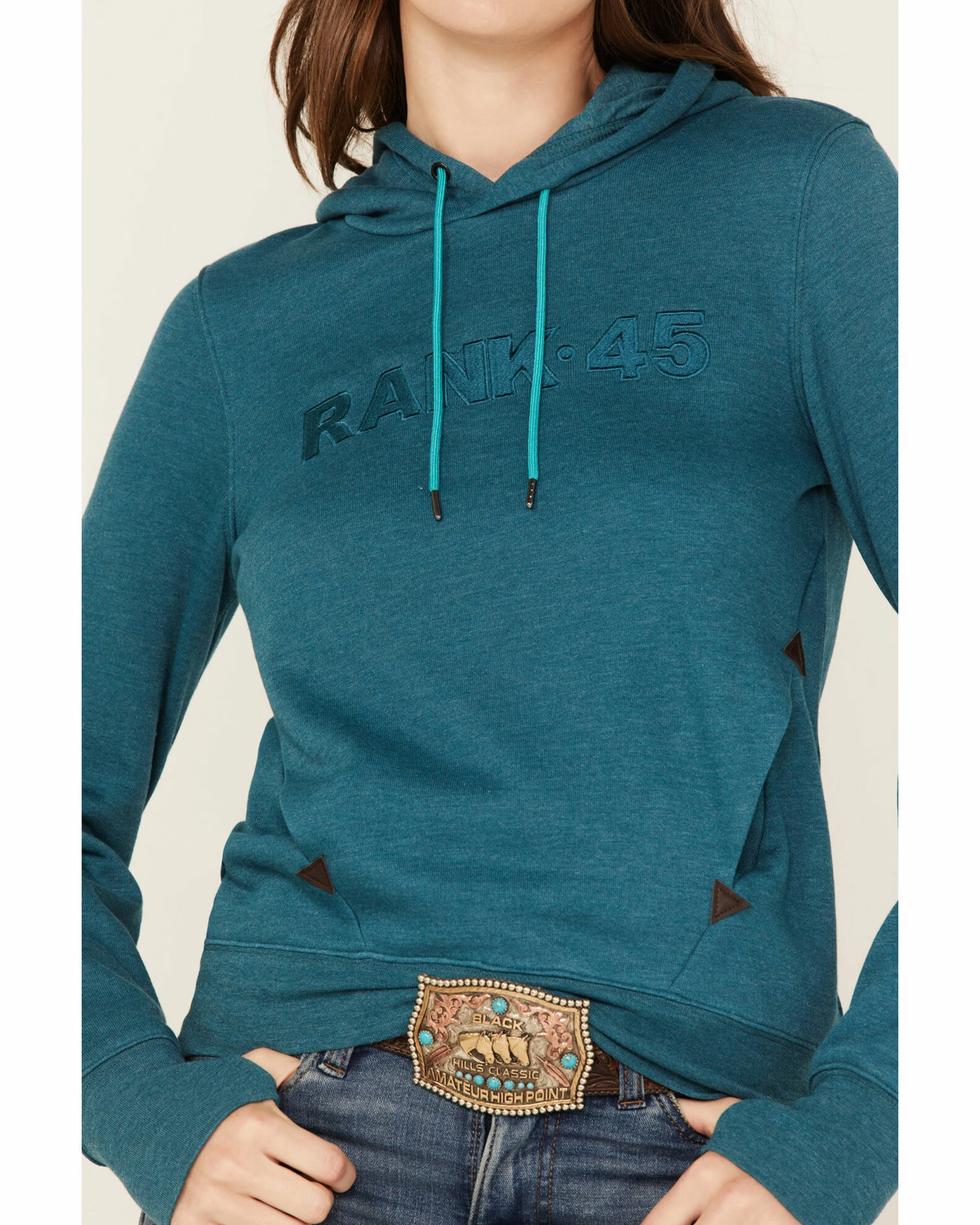 Rank 45 Women's Logo Fleece Hoodie Steel Blue 5 Rank 45 Women's Logo Fleece Hoodie Steel Blue - Image 3