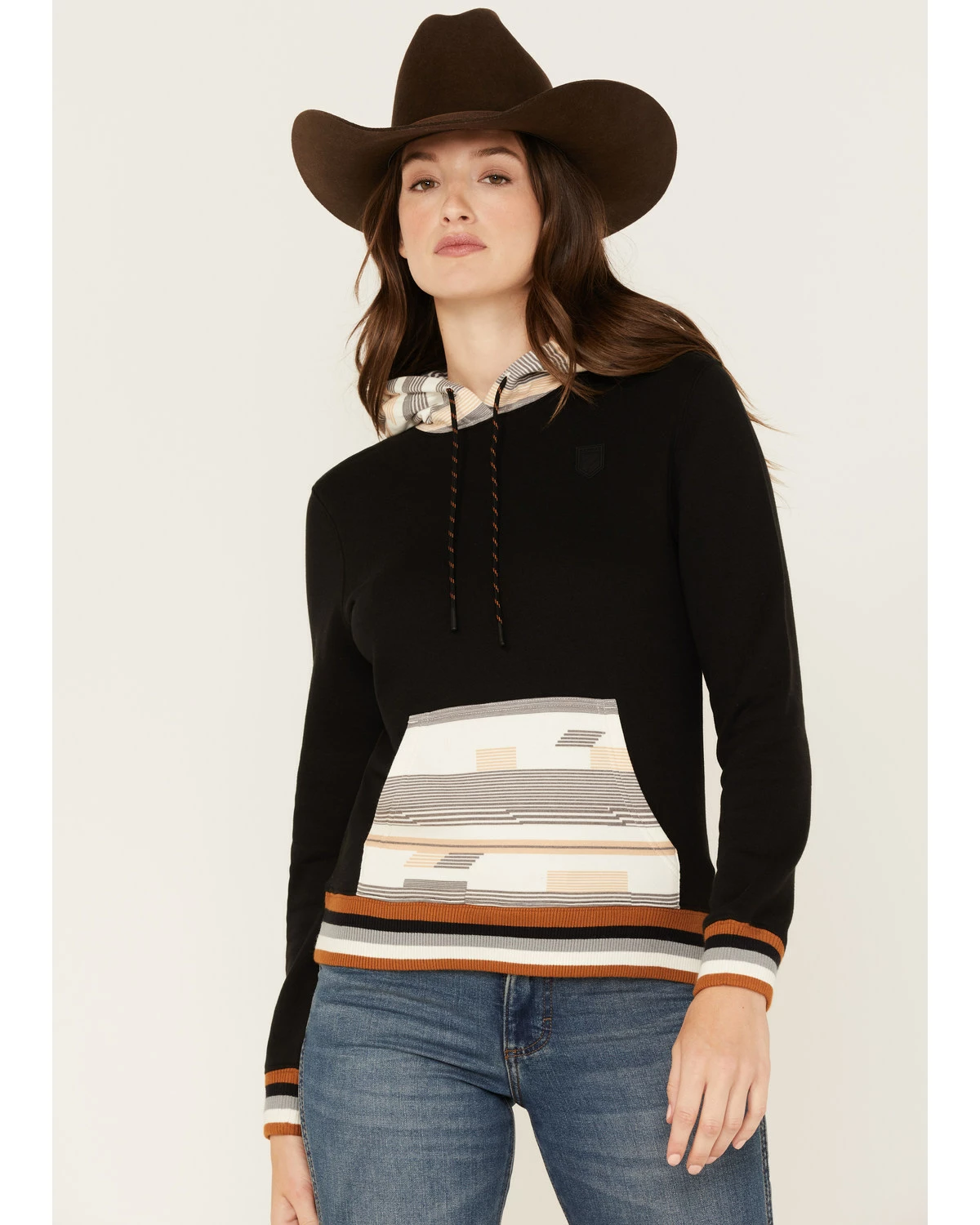 Rank 45 Women's Logo Southwestern Contrast Hoodie Black 7 Rank 45 Women's Logo Southwestern Contrast Hoodie Black - Image 5