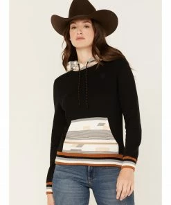 Rank 45 Women's Logo Southwestern Contrast Hoodie Black