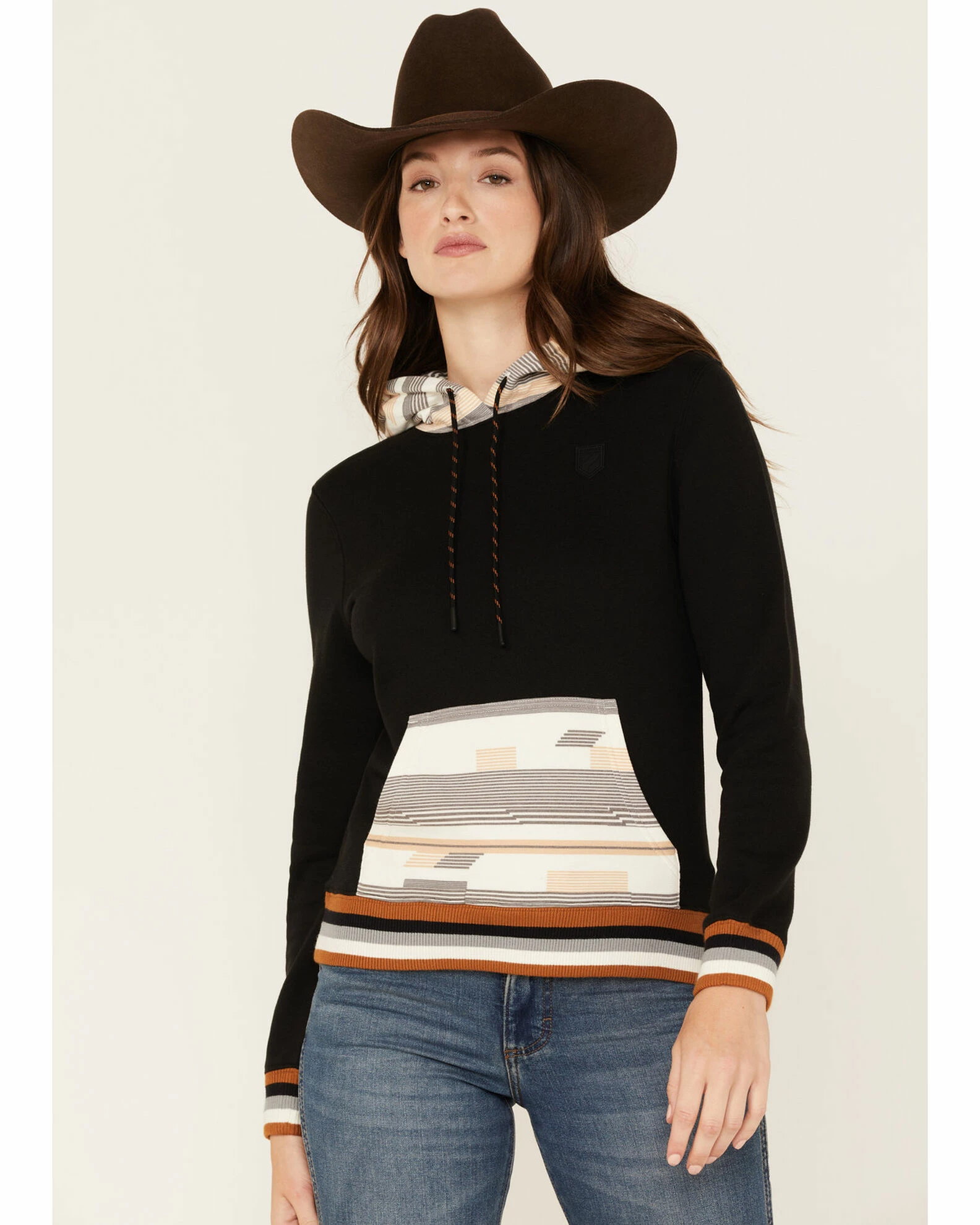 Rank 45 Women's Logo Southwestern Contrast Hoodie Black 3 Rank 45 Women's Logo Southwestern Contrast Hoodie Black