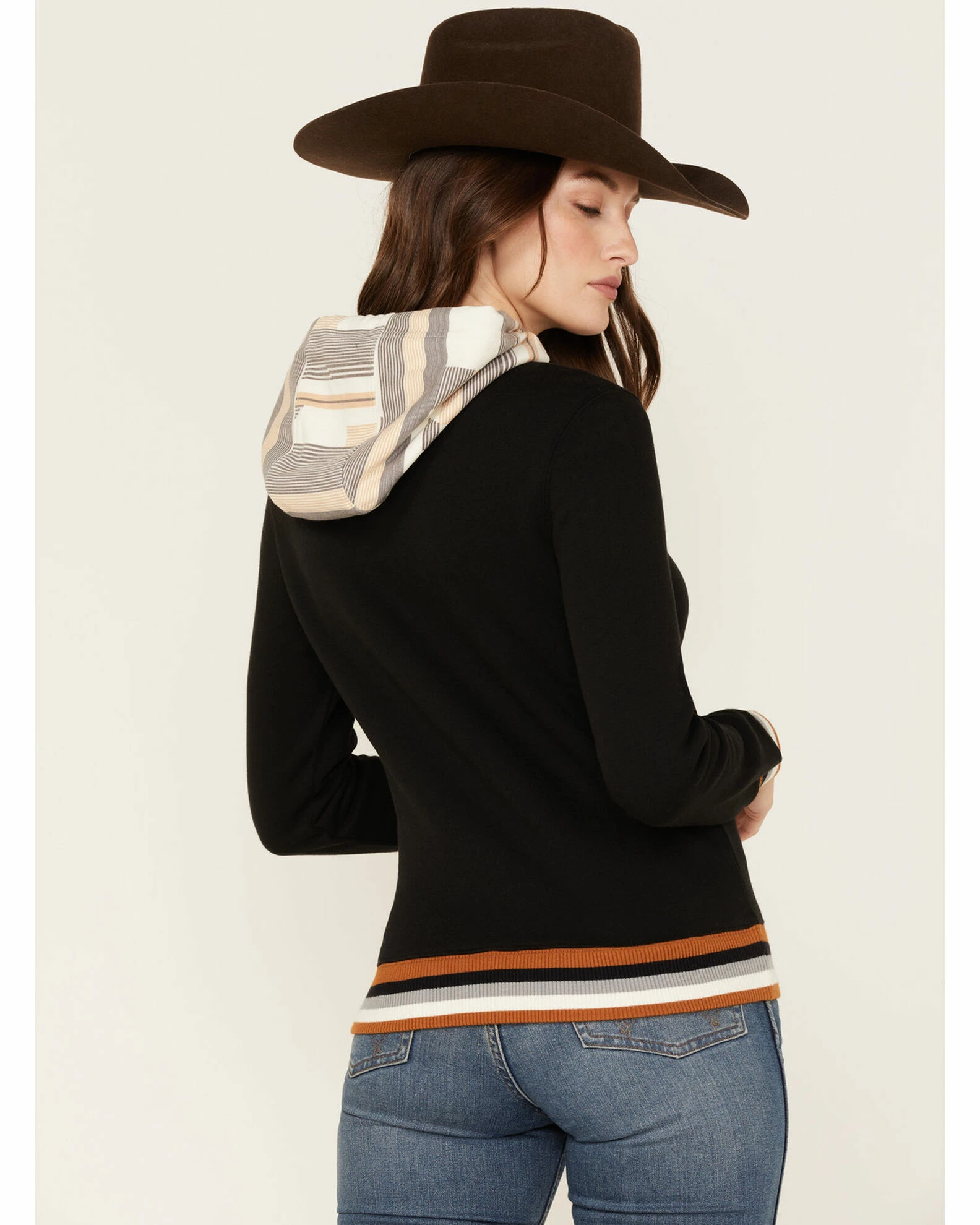 Rank 45 Women's Logo Southwestern Contrast Hoodie Black 6 Rank 45 Women's Logo Southwestern Contrast Hoodie Black - Image 4