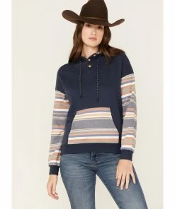 Rank 45 Women's Stripe Contrast Hoodie Navy -Rank 45 shop 2000374967 410 P1 1