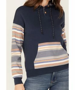 Rank 45 Women's Stripe Contrast Hoodie Navy -Rank 45 shop 2000374967 410 P3
