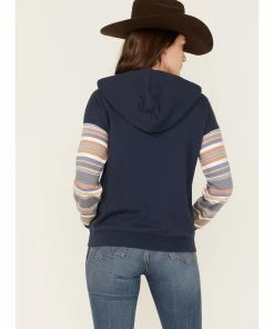 Rank 45 Women's Stripe Contrast Hoodie Navy -Rank 45 shop 2000374967 410 P4