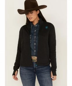 Rank 45 Women's Logo Fleece Performance Zip-Up Ivory