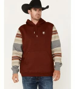 Rank 45 Men's Stripe Sleeve Logo Hooded Sweatshirt Brick Red