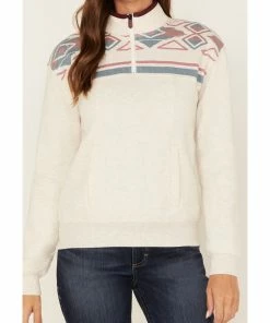 Rank 45 Women's 1/4 Zip Southwestern Print Contrast Pullover Sweatshirt Oatmeal 9 Rank 45 Women's 1/4 Zip Southwestern Print Contrast Pullover Sweatshirt Oatmeal -Rank 45 shop 2000380741 104 P3
