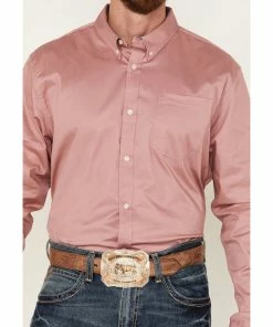 Rank 45 Men's Solid Long Sleeve Button Down Western Shirt Pink -Rank 45 shop 2000381332 650 P3