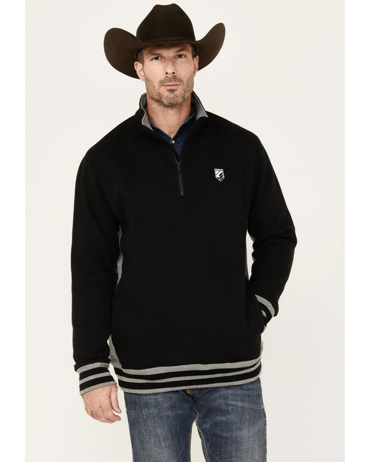 Rank 45 Men's Bring It 1/4 Zip Pullover Jacket Black 7 Rank 45 Men's Bring It 1/4 Zip Pullover Jacket Black - Image 5