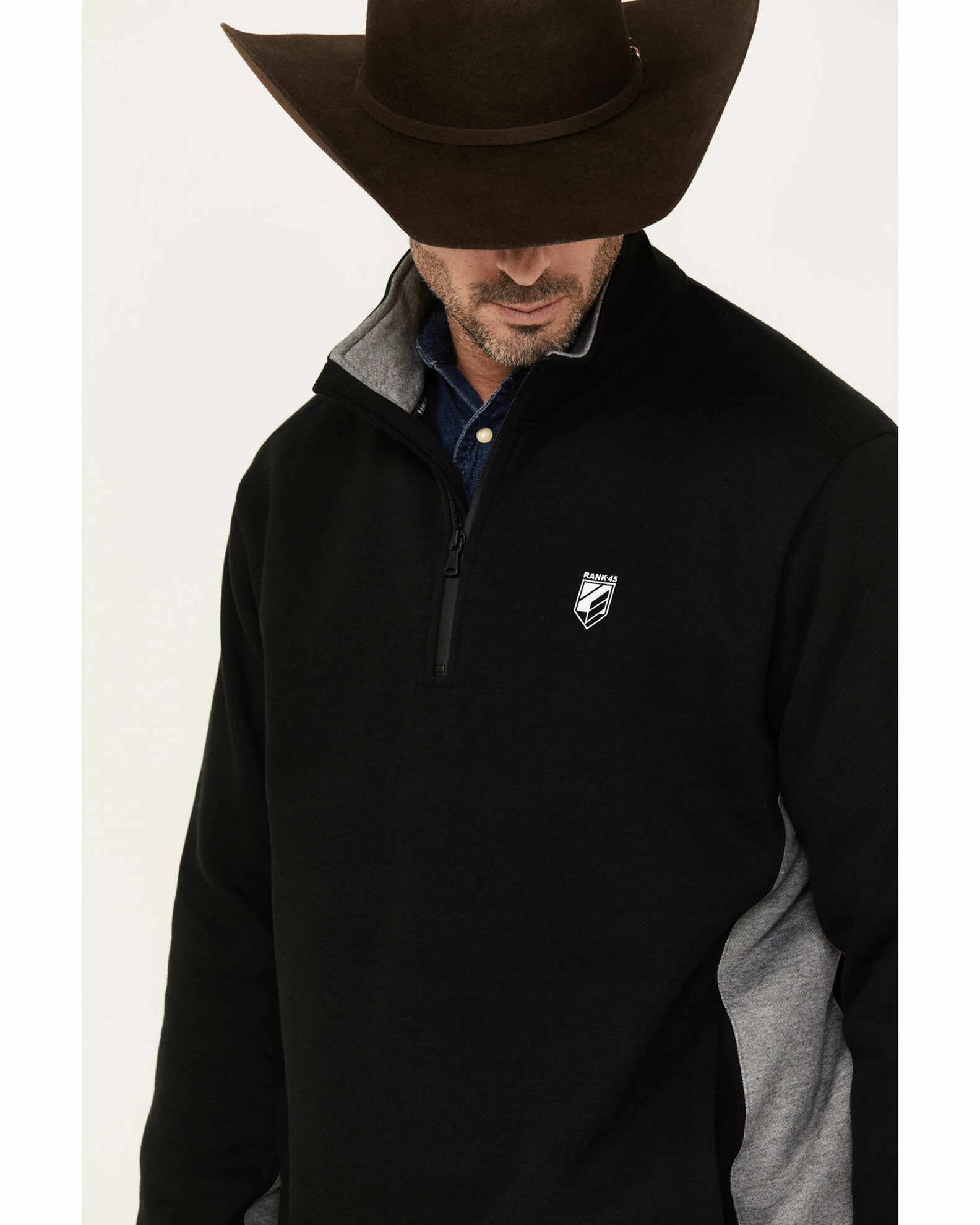 Rank 45 Men's Bring It 1/4 Zip Pullover Jacket Black 4 Rank 45 Men's Bring It 1/4 Zip Pullover Jacket Black - Image 2