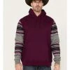 Rank 45 Renegade Striped Sleeve Hooded Sweatshirt For Men's Purple