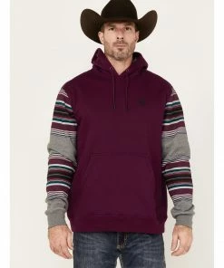 Rank 45 Renegade Striped Sleeve Hooded Sweatshirt For Men's Purple